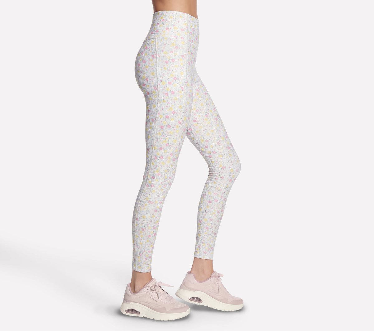 Skechers Smart Buy - GO WALK Rib Floral Full Length High-Waisted Legging