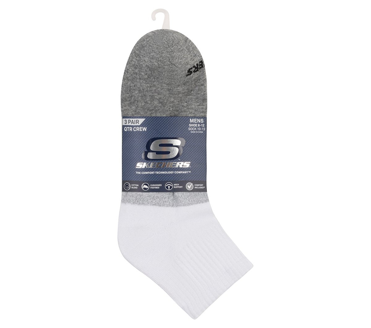 Skechers Classic - 3 Pack Men's Colorblock Quarter Socks