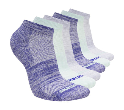 Skechers Exclusive - 6 Pack Girls' Low Cut Color Stripe Socks