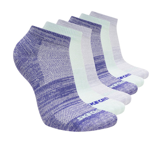 Skechers Exclusive - 6 Pack Girls' Low Cut Color Stripe Socks