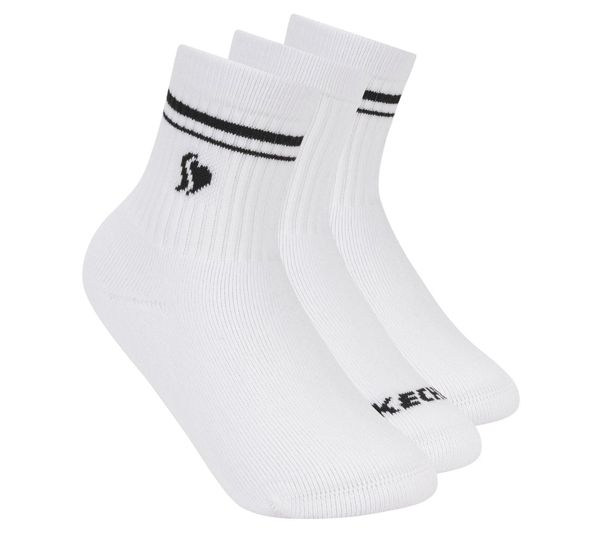 Skechers Recommended - 3 Pack Girls' Low Crew Ribbed Socks